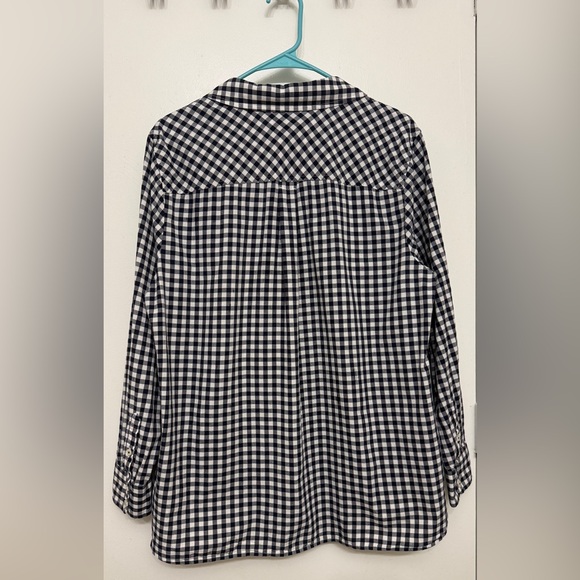 Talbots Women's 1X Black White Gingham Button Down Shirt 23x27 Long Sleeve - Picture 3 of 10